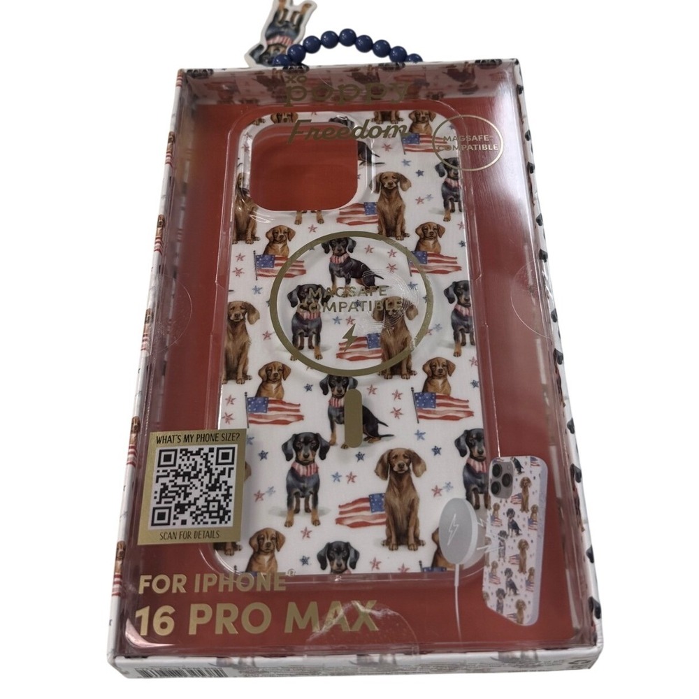 XO Poppy Freedom Dachshund Patriotic MagSafe Case iPhone 16 Pro Max New